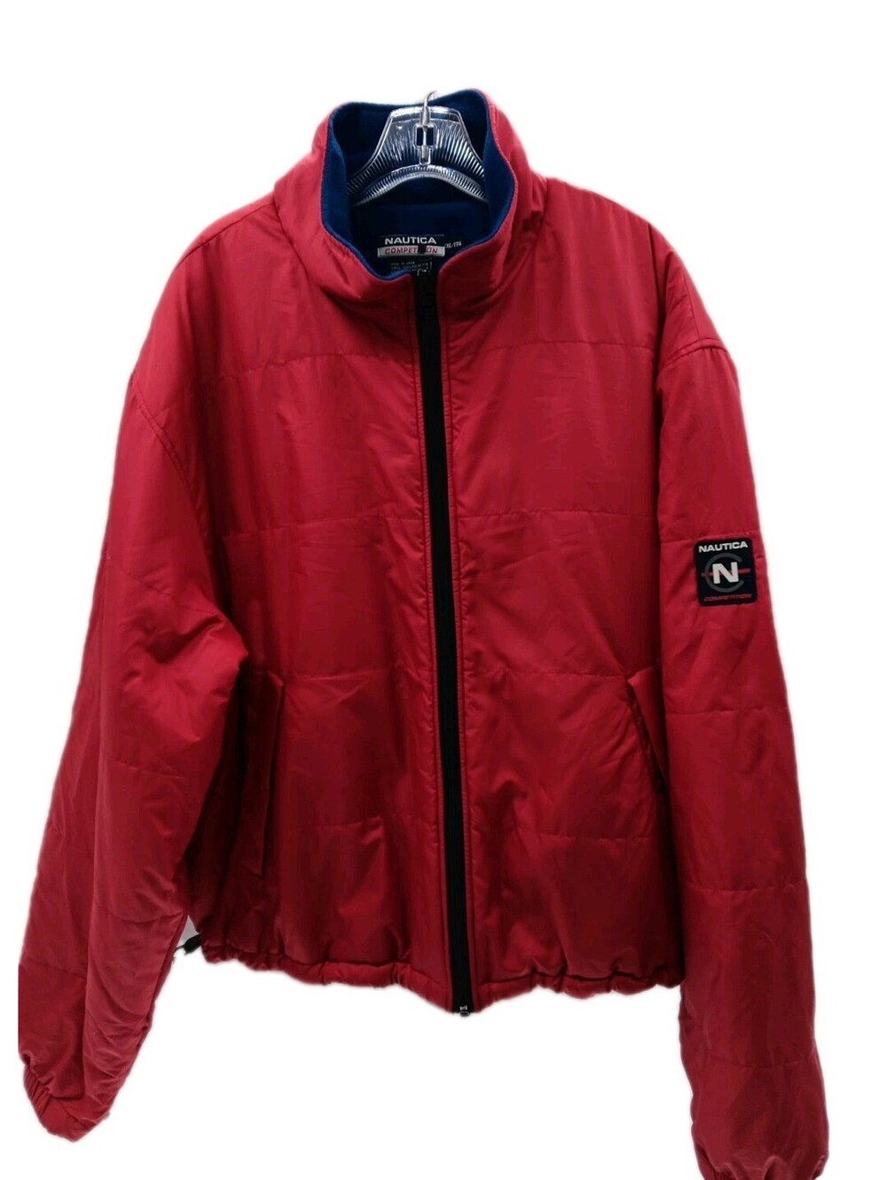 Nautica Competition Jacket Mens 2XL Red Fleece Lined Outdoor Travel Retro Coat